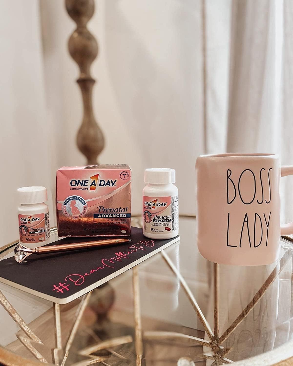 One A Day Multivitamínico completo prenatal para mujer con colina, ácido fólico, omega-3 DHA y hierro para pre, durante y después del embarazo,