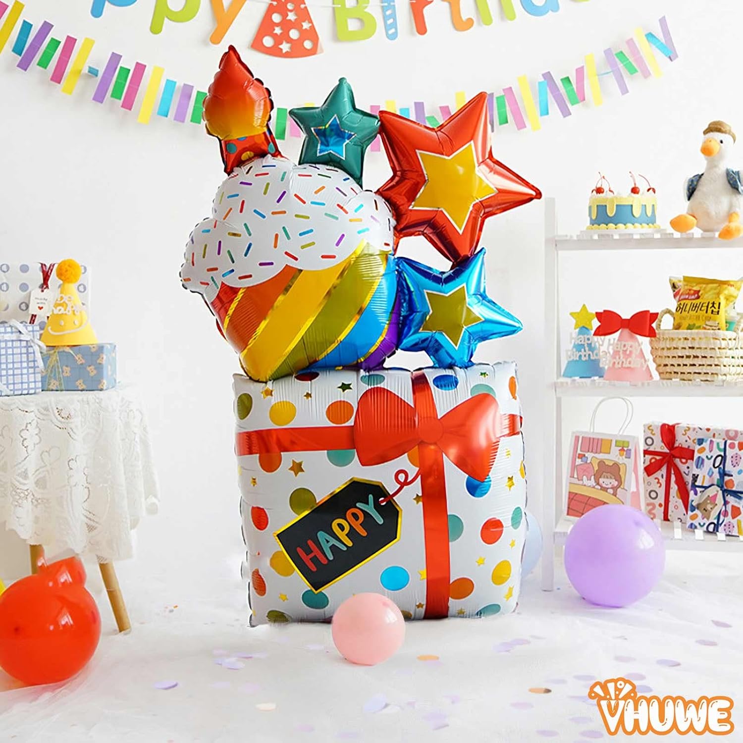 Globo de feliz cumpleaños, 3 globos impresos de feliz cumpleaños de 43 pulgadas, globo grueso grande de Mylar para fiesta de cumpleaños, suministros