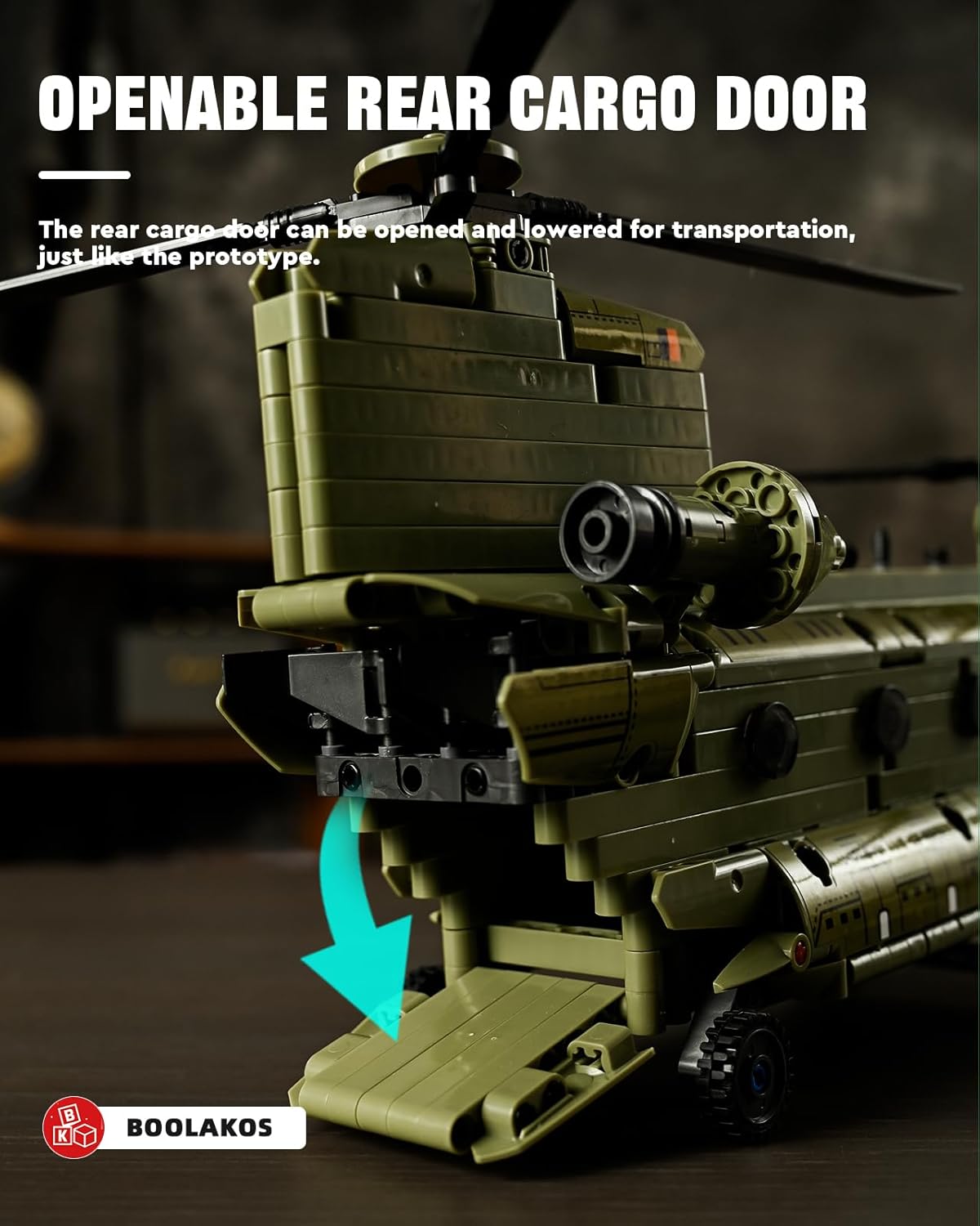 Helicóptero militar CH-47 Chinook, juego de bloques de construcción de helicópteros de transporte militar, icónico modelo de exhibición de juguete