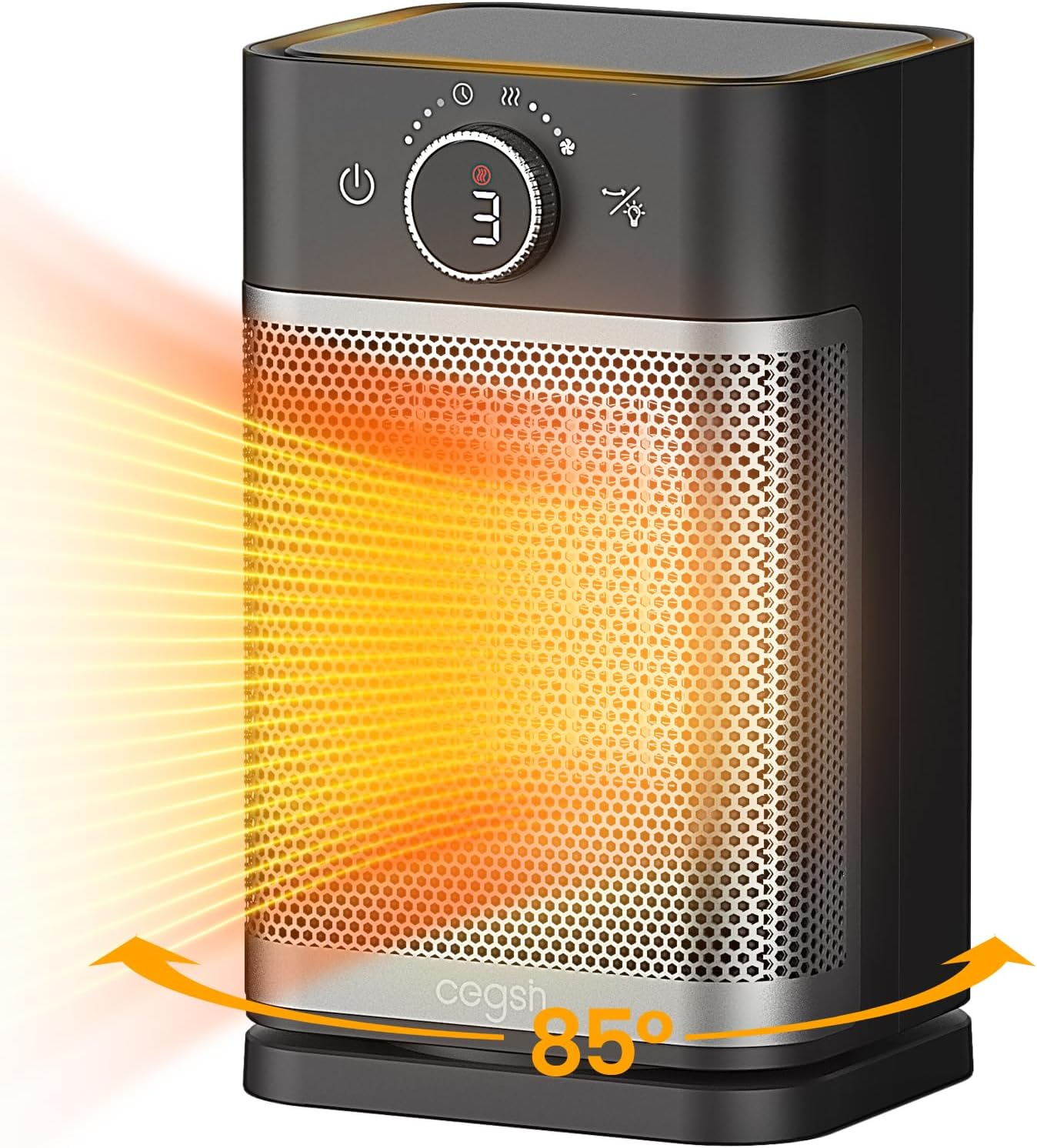 Cegsin Calentador de espacio, calentadores eléctricos portátiles oscilantes de 85 para uso en interiores, calor de seguridad rápido PTC de 1400 W,