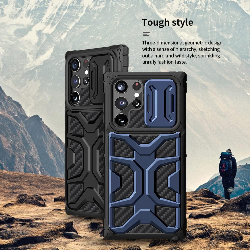 Nillkin Funda para Samsung Galaxy S22 Ultra, CamShield Fiber Armor para Samsung S22 Ultra 5G, resistente, ligera, protección contra caídas de grado