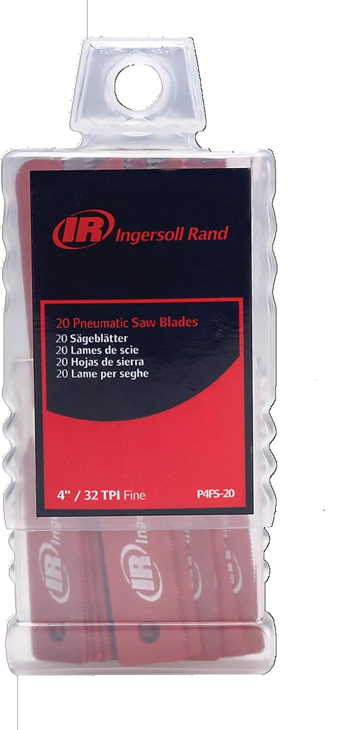 Ingersoll Rand P4FS-20 Hojas de sierra recíproca de aire, paquete de 20, 4 pulgadas 32 TPI finas para sierras alternantes de aire de vástago