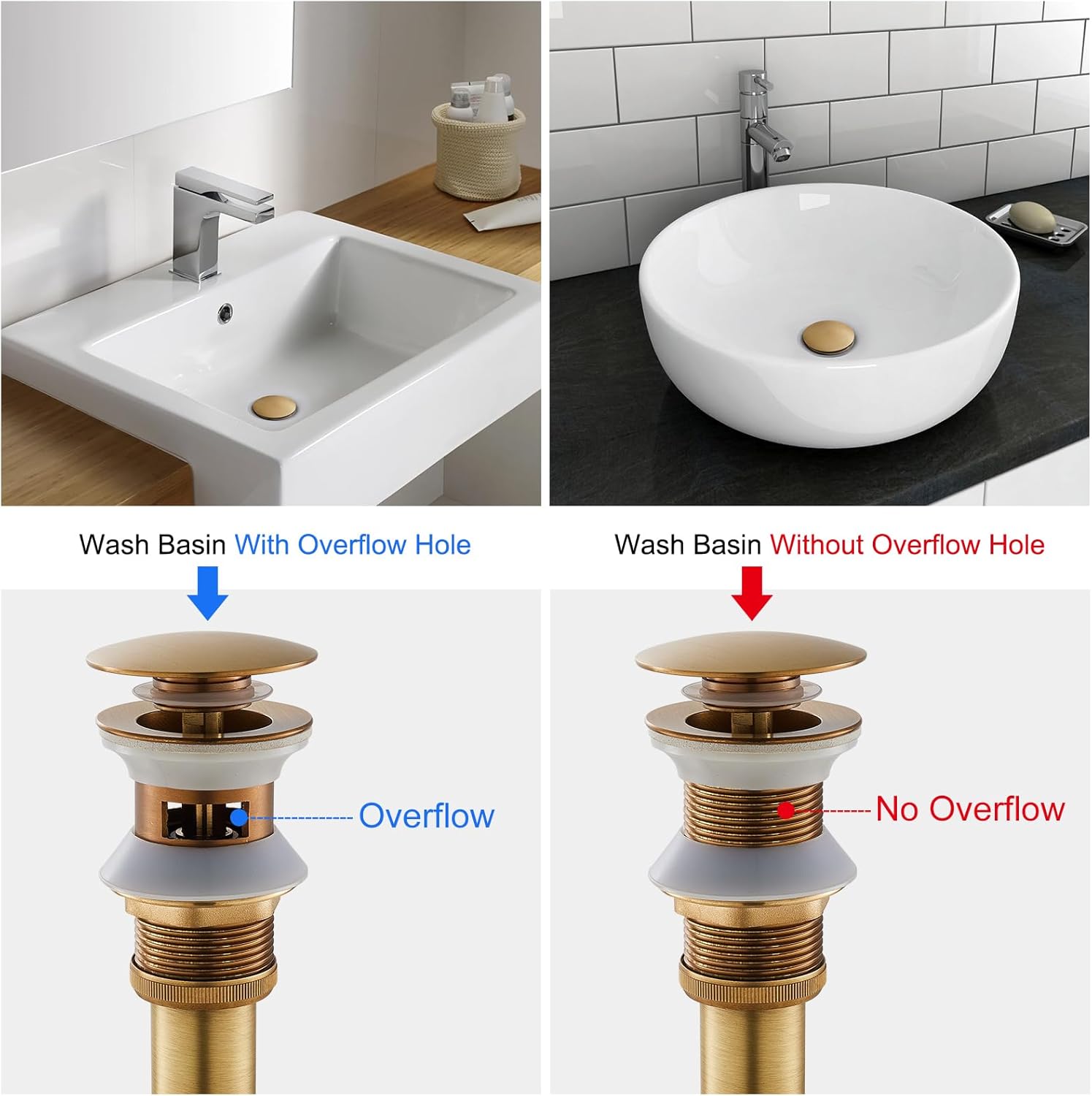 Trampa ajustable de latón macizo para botellas de 1-14 con tapón de drenaje de desbordamiento, juego completo de trampa en P para fregadero de baño,