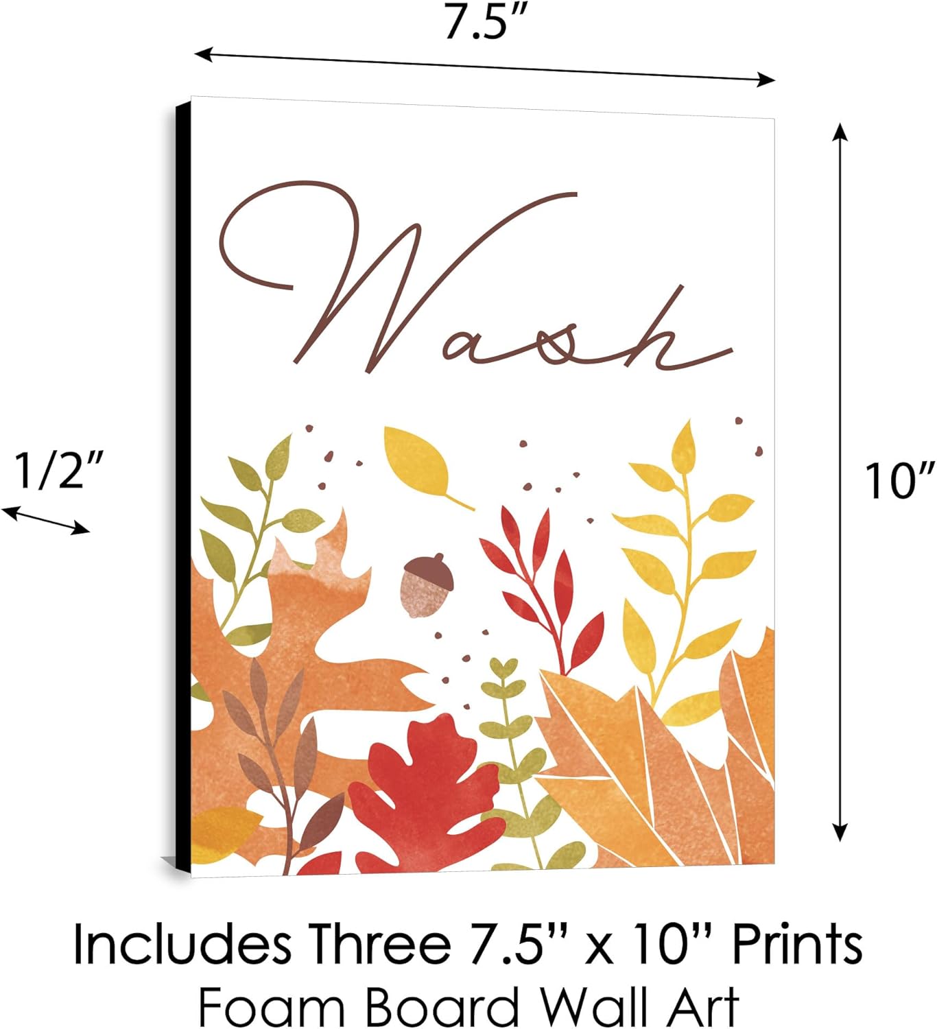 Big Dot of Happiness Follaje de otoño  Arte de pared de hojas de otoño para niños, 7.5 x 10 pulgadas, juego de 3 letreros  lavado, cepillo y descarga
