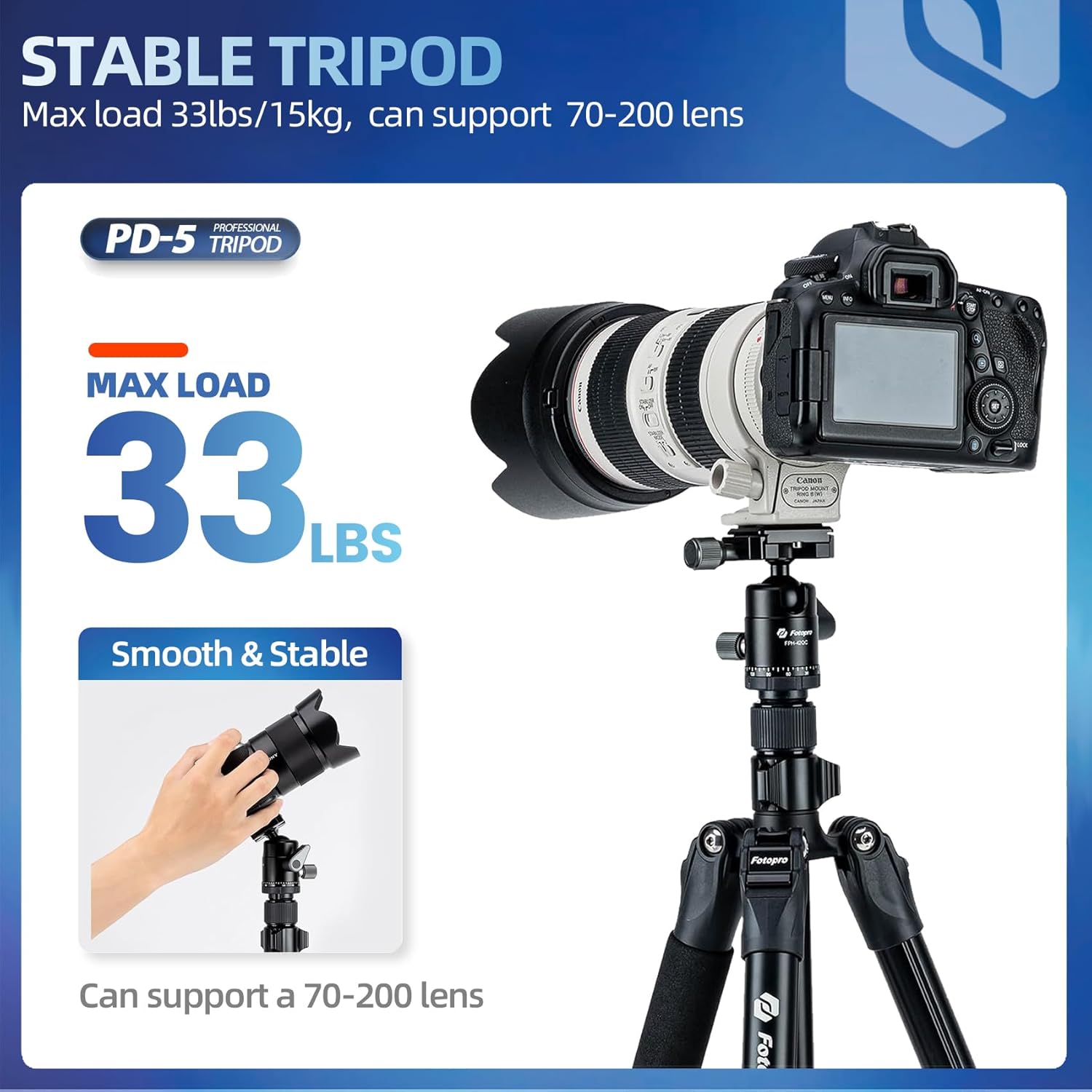 Fotopro Trípode de viaje de 73 pulgadas, trípode ligero de aluminio para cámara con cabeza de bola de 360, placa QR para videocámara DSLR, carga