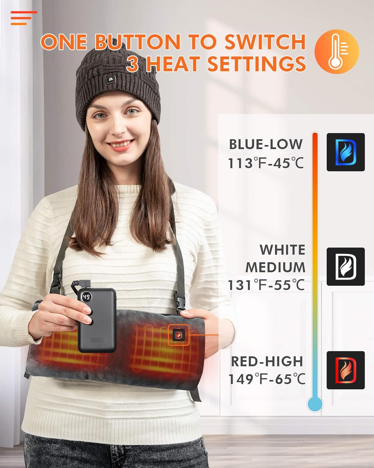 DUKUSEEK Orejera de mano calentada para caza, calentador de manos eléctrico con batería recargable de 10000 mAh para invierno al aire libre, caza,