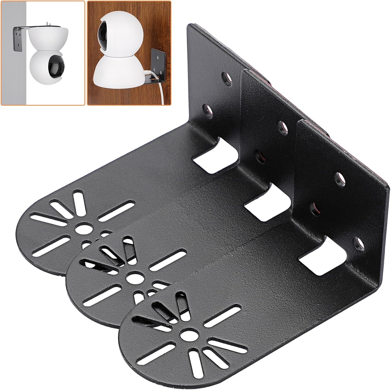 Sumnacon Estante de pared para cámara, 3 piezas, estante de pared pequeño de metal con adhesivo, estante flotante pequeño universal para cámaras de