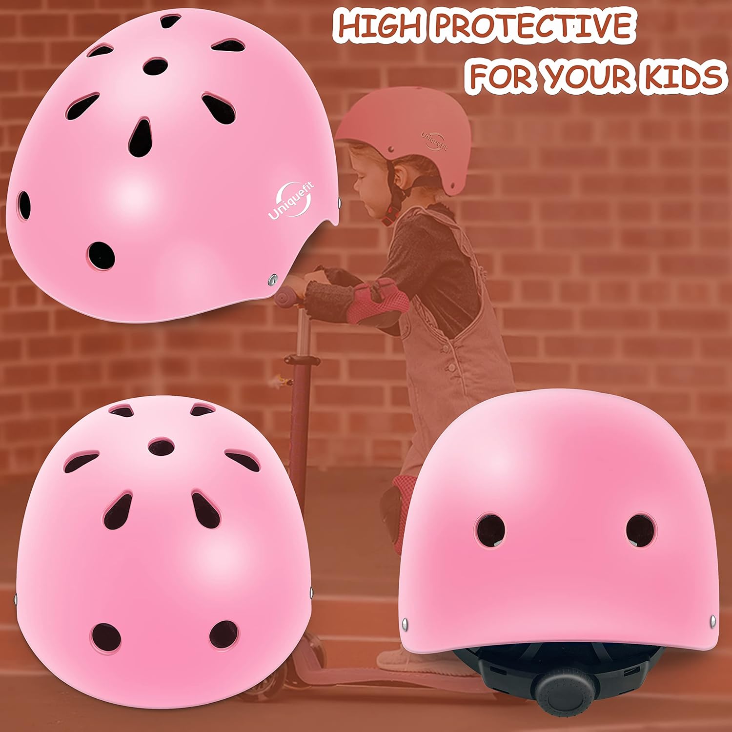 Juego de equipo de protección para niños y niñas, equipo de seguridad para deportes al aire libre, 7 unidades, casco infantil, rodilleras y coderas,