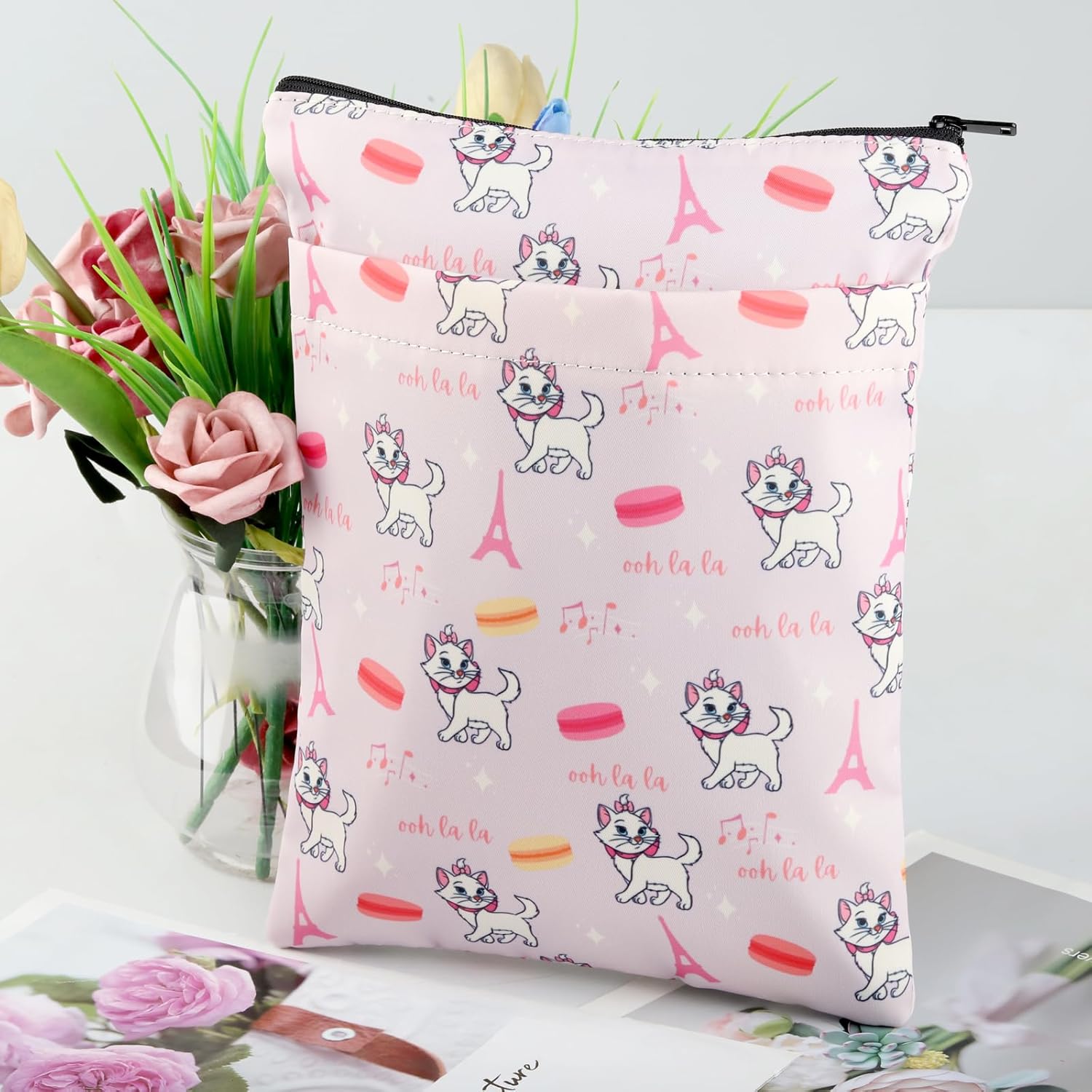 MAOFAED Mercancía de película de dibujos animados con cremallera para gatos, protector de libro, regalo para fanáticos del cine y novia (Marie ooh