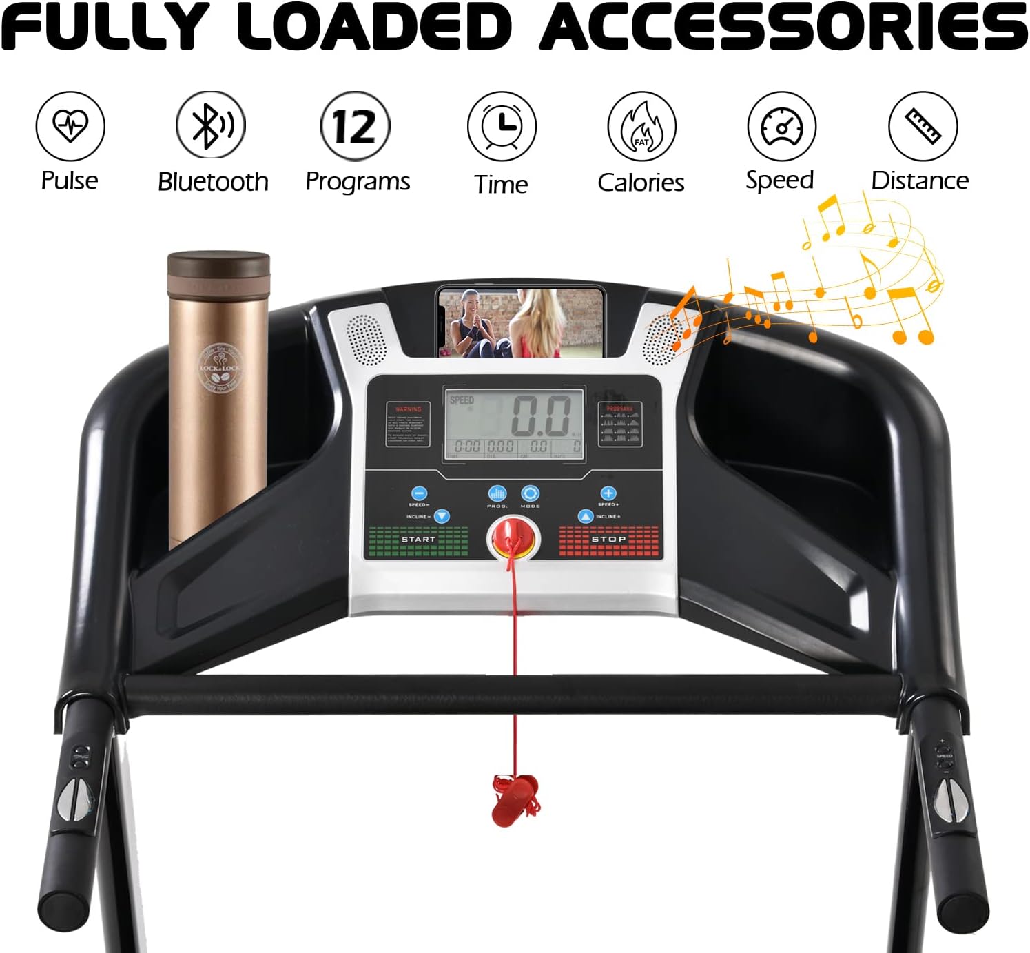 FYC Caminadora plegable con inclinación  330 libras de peso 3.5 HP Máquina eléctrica plegable para caminar con BluetoothAPP para el hogar, ejercicio