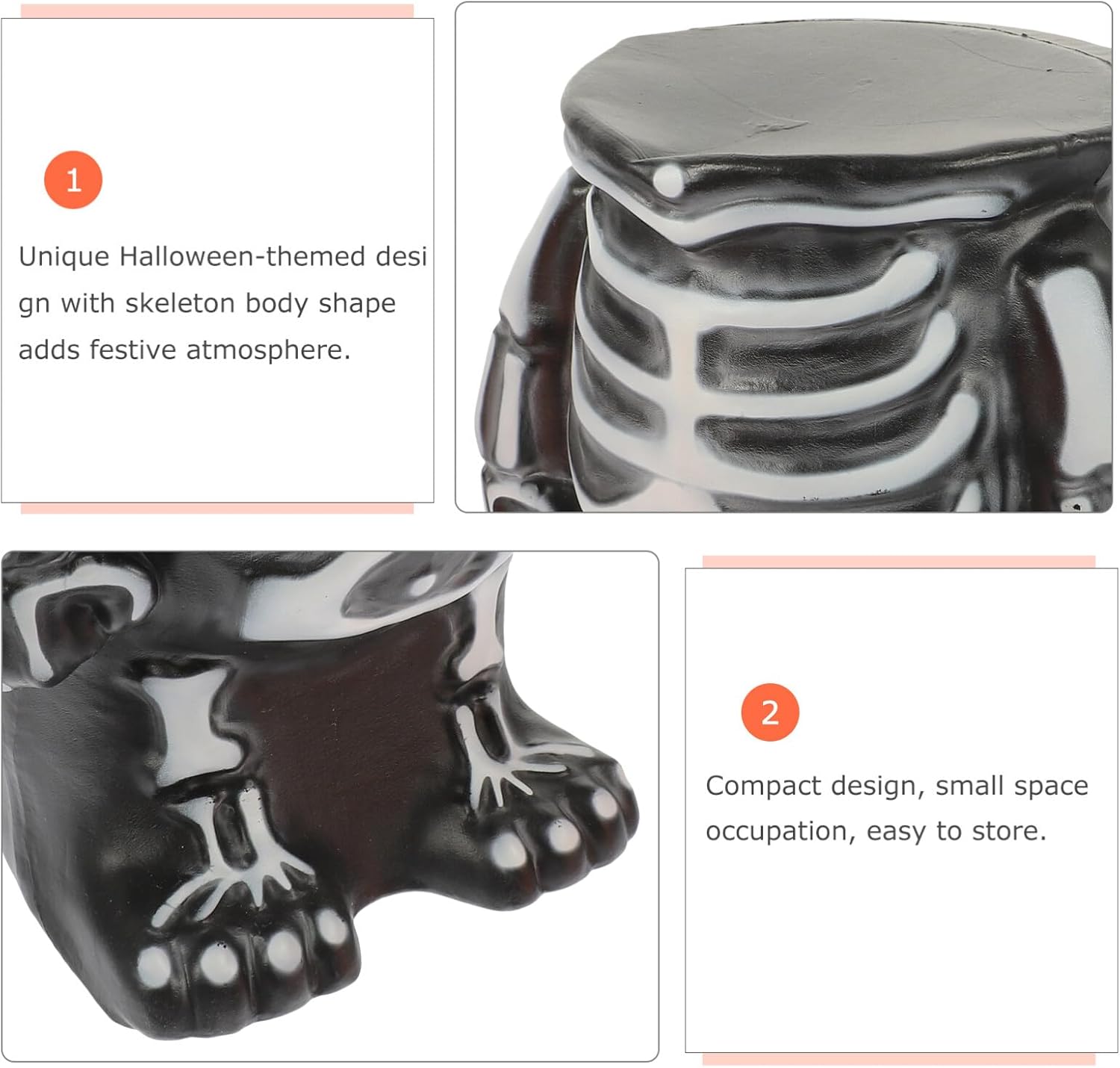 SEWACC Soporte de exhibición en forma de esqueleto de Halloween, soporte de calabaza de Halloween, bandeja de base, bandeja espeluznante para
