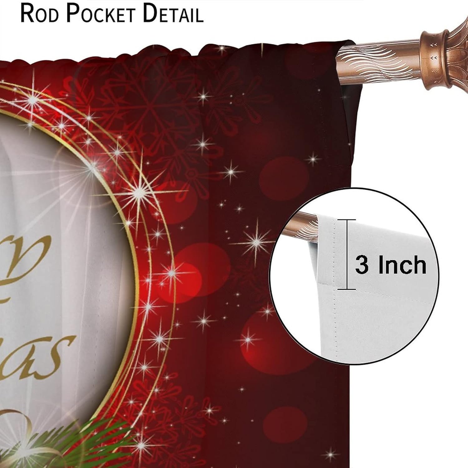 Cortina opaca de Navidad para ventana, campanas de Navidad, festivales, decoración de atmósfera, cortina para sala de estar, habitación de los