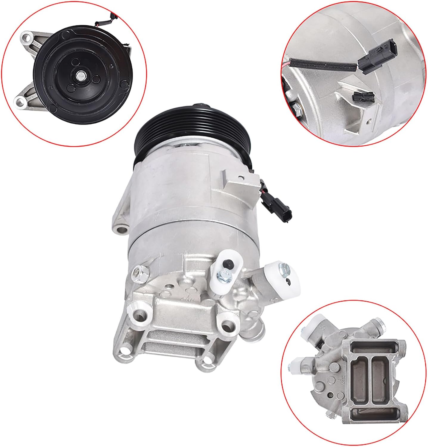 WFLNHB Compresor de CA y embrague de AC, puertos de AC, 7 ranuras de repuesto para Nissan Maxima 3.5L 2009-2014, Murano 3.5L 2009-2014, Pathfinder