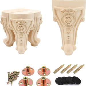 INKNOTE Patas de muebles de madera tallada maciza sin terminar, estilo europeo, pies de repuesto para muebles, muebles, gabinete, armario, sofá INKNOTE Patas de muebles de madera tallada maciza sin terminar, estilo europeo, pies de repuesto para muebles, muebles, gabinete, armario, sofá
