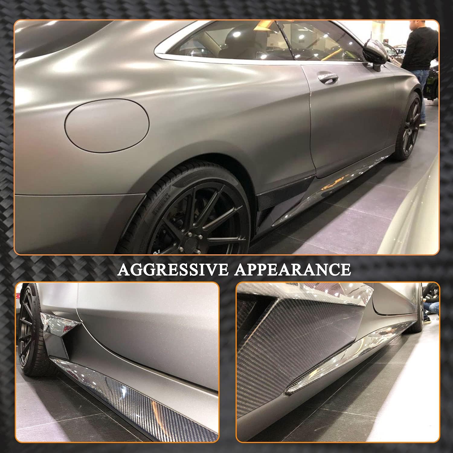 Faldas laterales de fibra de carbono para Mercedes-Benz Clase S S500 S550 S560 S63 S65 AMG Coupé 2 puertas 2014-2018 salida de fábrica CF, paneles