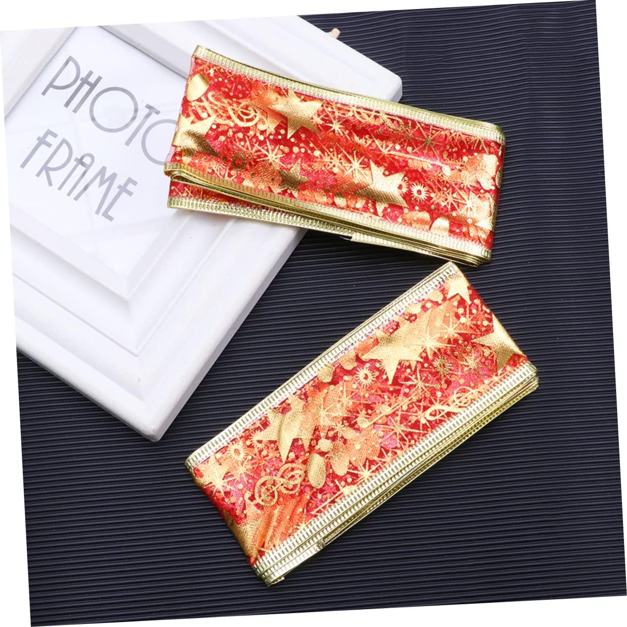 NOLITOY 12 Rolls 2 Christmas Ribbon Holiday Ribbon for Bows Christmas Grosgrain Ribbon Christmas Wrapping Ribbon Gift Bag Gold Trim Gold Decor