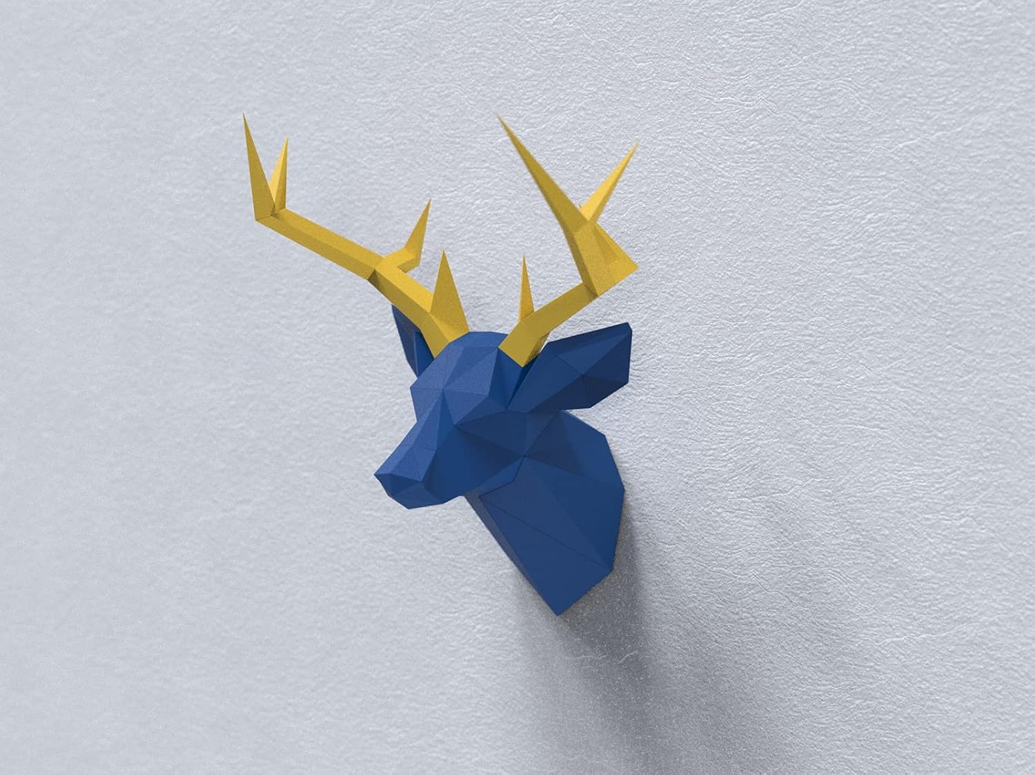 Deer Head Paper Sculpture,Pre-cut DIY Papercraft Kit,Handmade Wide Animal Figurine,Multi Color,Low Poly Wall Decor,All Accessories Included