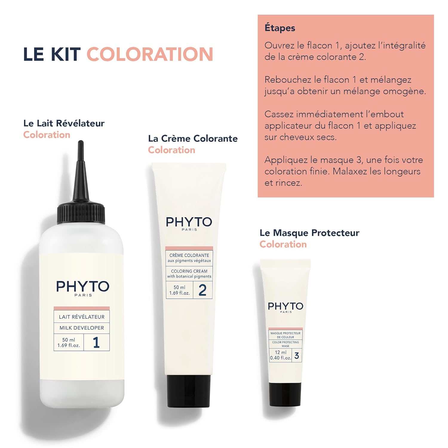 PHYTO Phytocolor – Tinte permanente para el cabello con pigmentos botánicos, 100 % cobertura de cabello gris, sin amoníaco, sin PPD, sin resorcina,