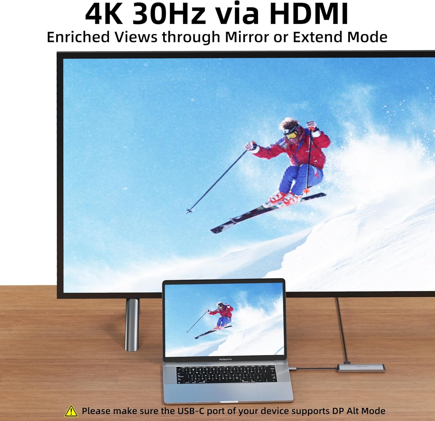WALNEW Hub USB-C 7 en 1 con HDMI 4K, 100 W PD, puerto de datos de 5 Gbps (1 tipo C y 2 USB 3.0), lector SDTF, adaptador multipuerto USB Dongle para