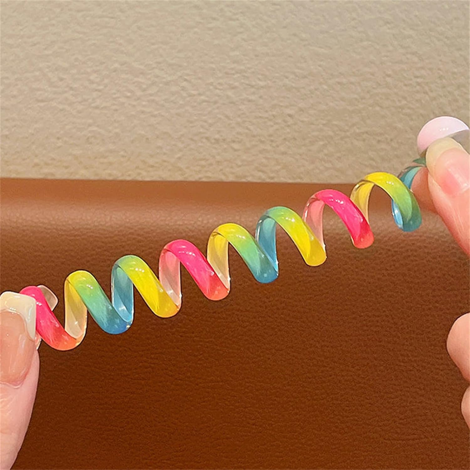 Bandas de pelo de alambre de teléfono coloridas para niños, bandas trenzadas de alambre de teléfono, lazos de pelo en espiral, cable de teléfono