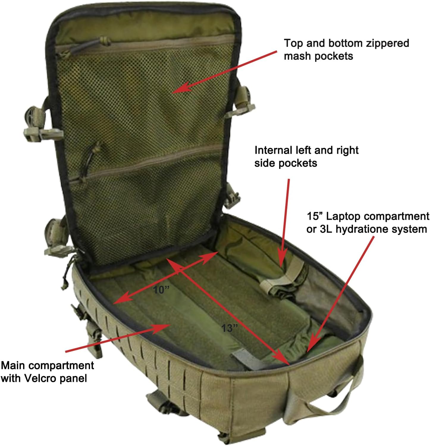 Mythfinder Mochila al aire libre del bolso, paquete de Molle combinado con el chaleco para las aventuras al aire libre, Verde (Ranger Green),