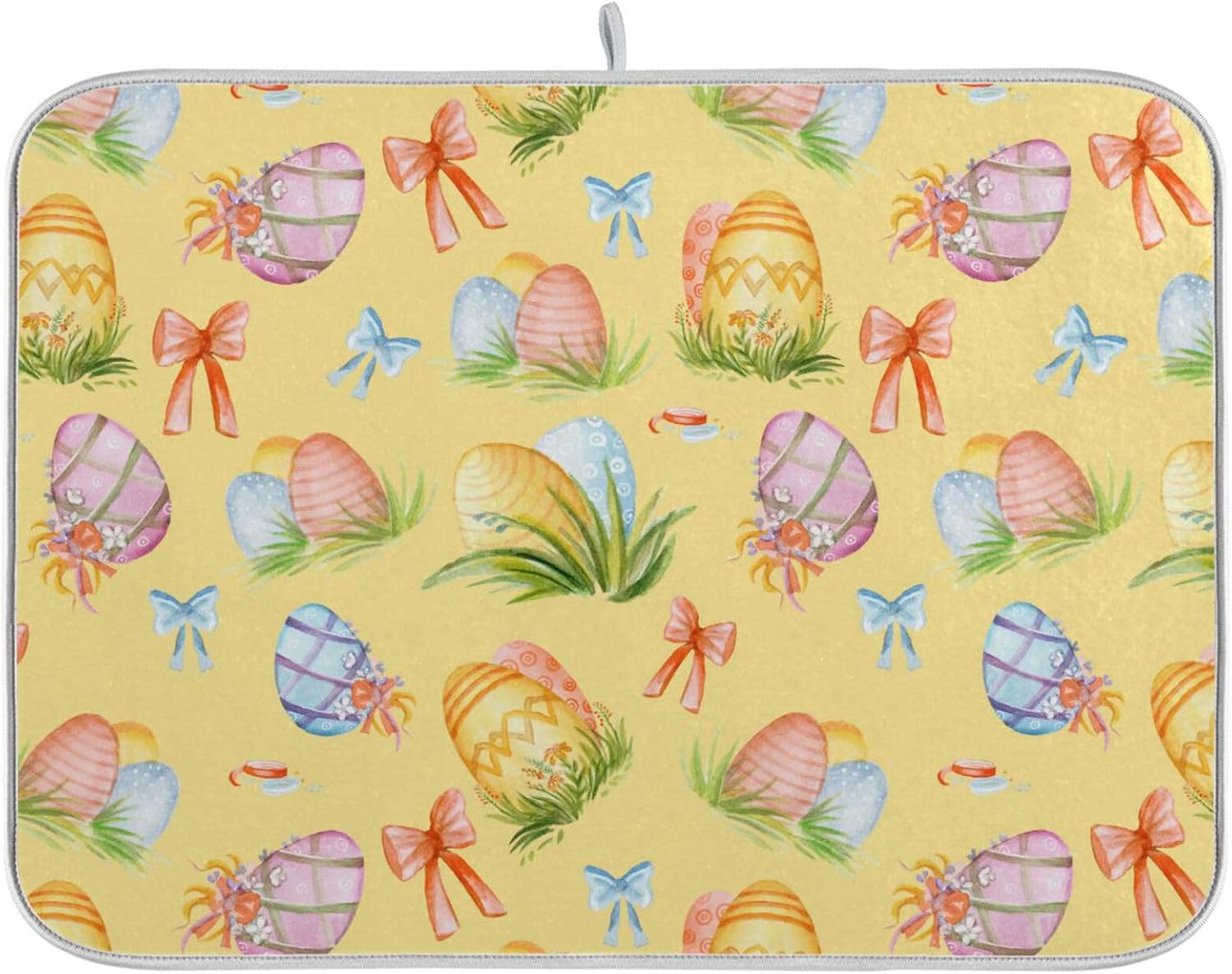 Colorful Easter Eggs Drying Dish Mat Washnable Absorbent Kitchen Counter Mat Kitchen Countertop Decor Tapete Para Cocina 16” x 18”