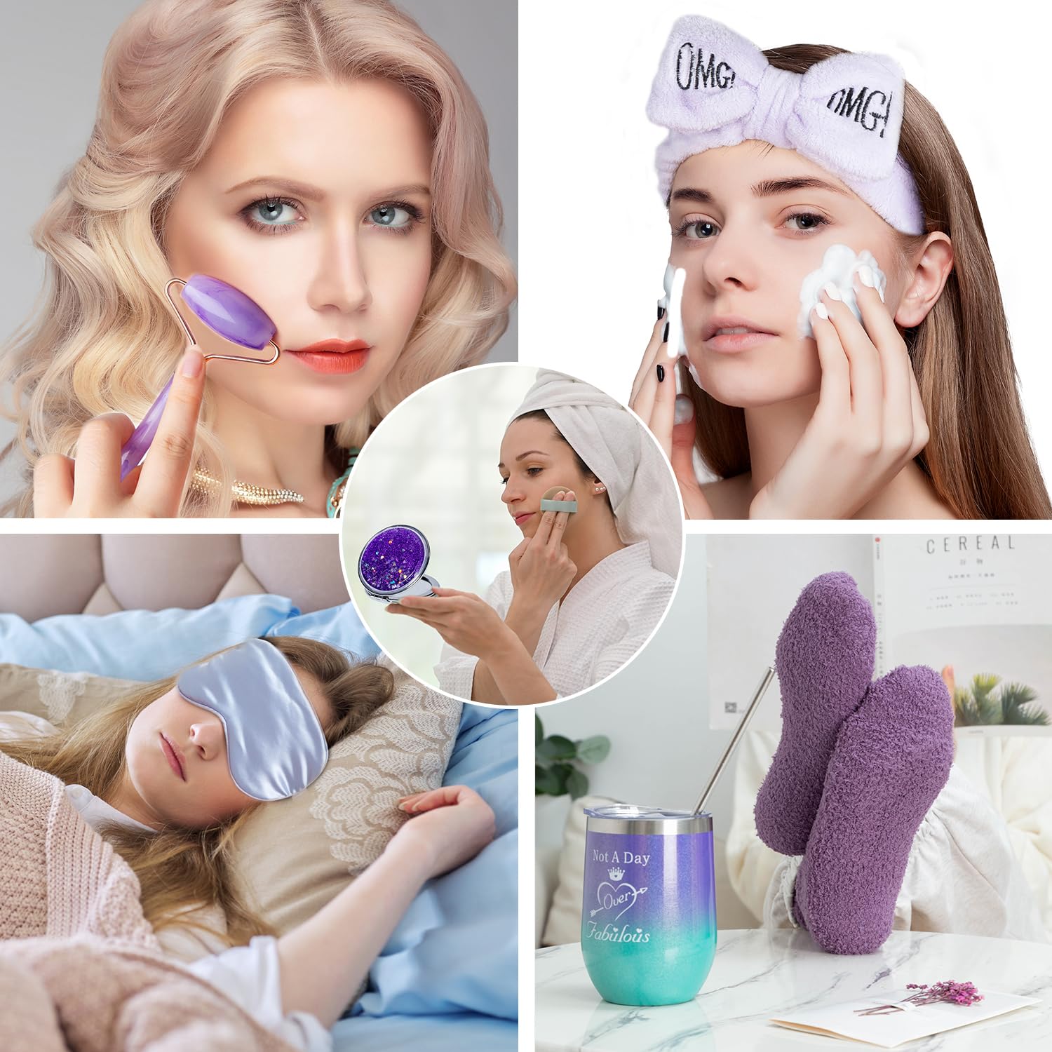 Regalos de cumpleaños para mujeres, regalos para ella, cesta de regalo morada para mujeres, feliz cumpleaños, lavanda, juego de regalo relajante,