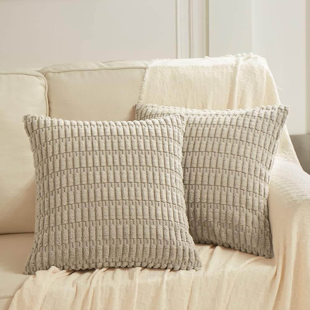 Fancy Homi Paquete de 2 fundas de almohada decorativas color gris pardo de 22 x 22 pulgadas para sala de estar, sofá, cama, sofá, rústico, bohemio,