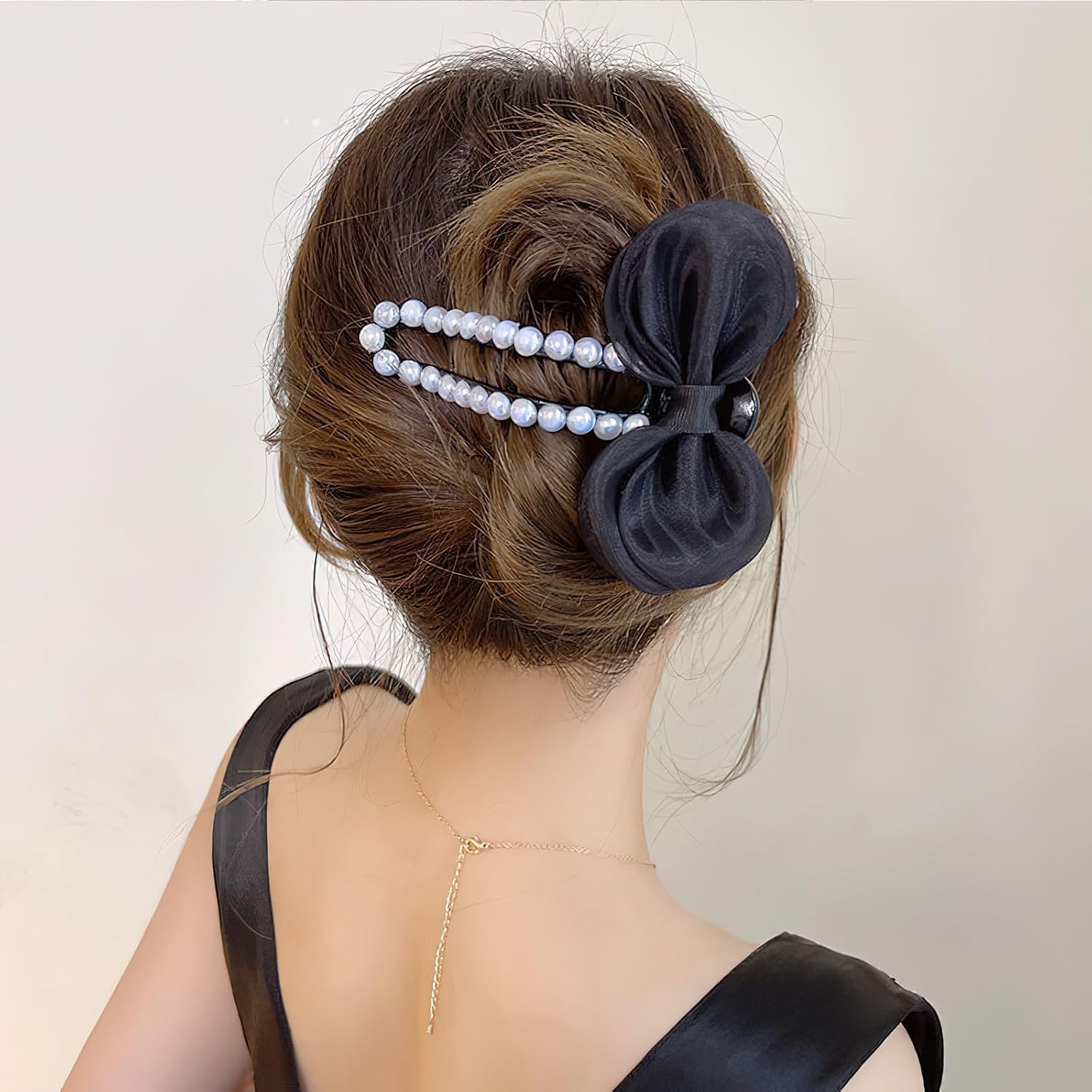 Pinzas para el cabello con lazo de perlas, pinzas para el cabello con diamantes de imitación blancos para mujeres, niños, adolescentes, accesorios