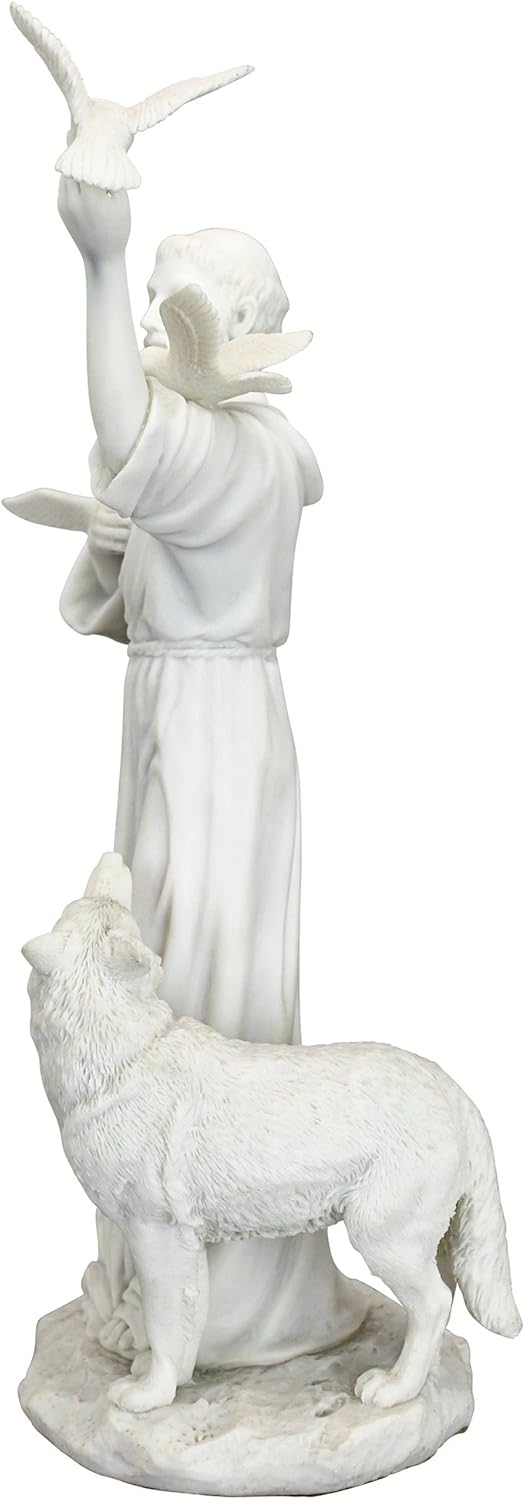 Design Toscano Estatua de resina de mármol unida de San Francisco y amigos del bosque