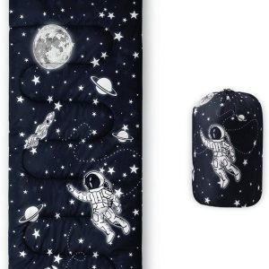 Datura home Saco de dormir para niños y niñas, estampado de cohete y astronauta, ligero, cálido, portátil, para exteriores, interior, impermeable, Datura home Saco de dormir para niños y niñas, estampado de cohete y astronauta, ligero, cálido, portátil, para exteriores, interior, impermeable,