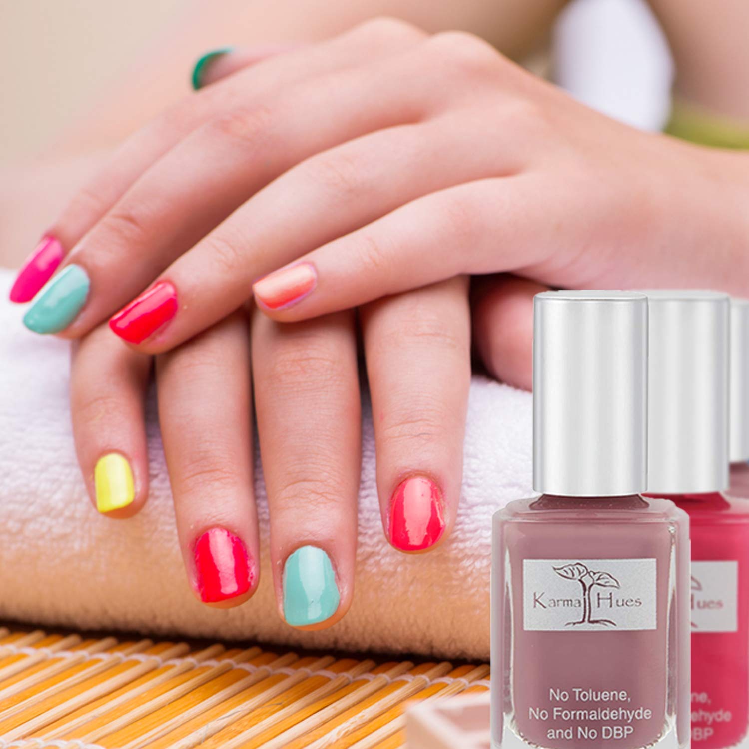 Karma Organic Hermoso juego de esmaltes de uñas naturales, arte de uñas no tóxico, vegano y libre de crueldad animal (paquete de 7)