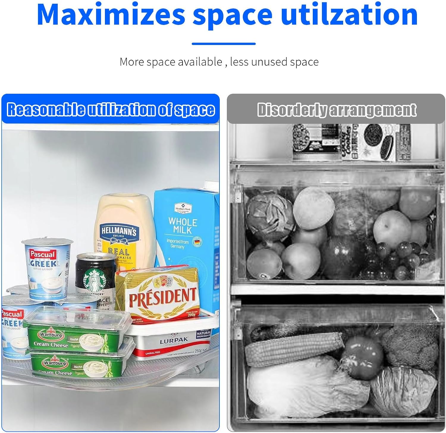 Lazy Susan cuadrado para refrigerador, estante de almacenamiento de condimentos de encimera, organizador de gabinete Lazy Susan, estante de