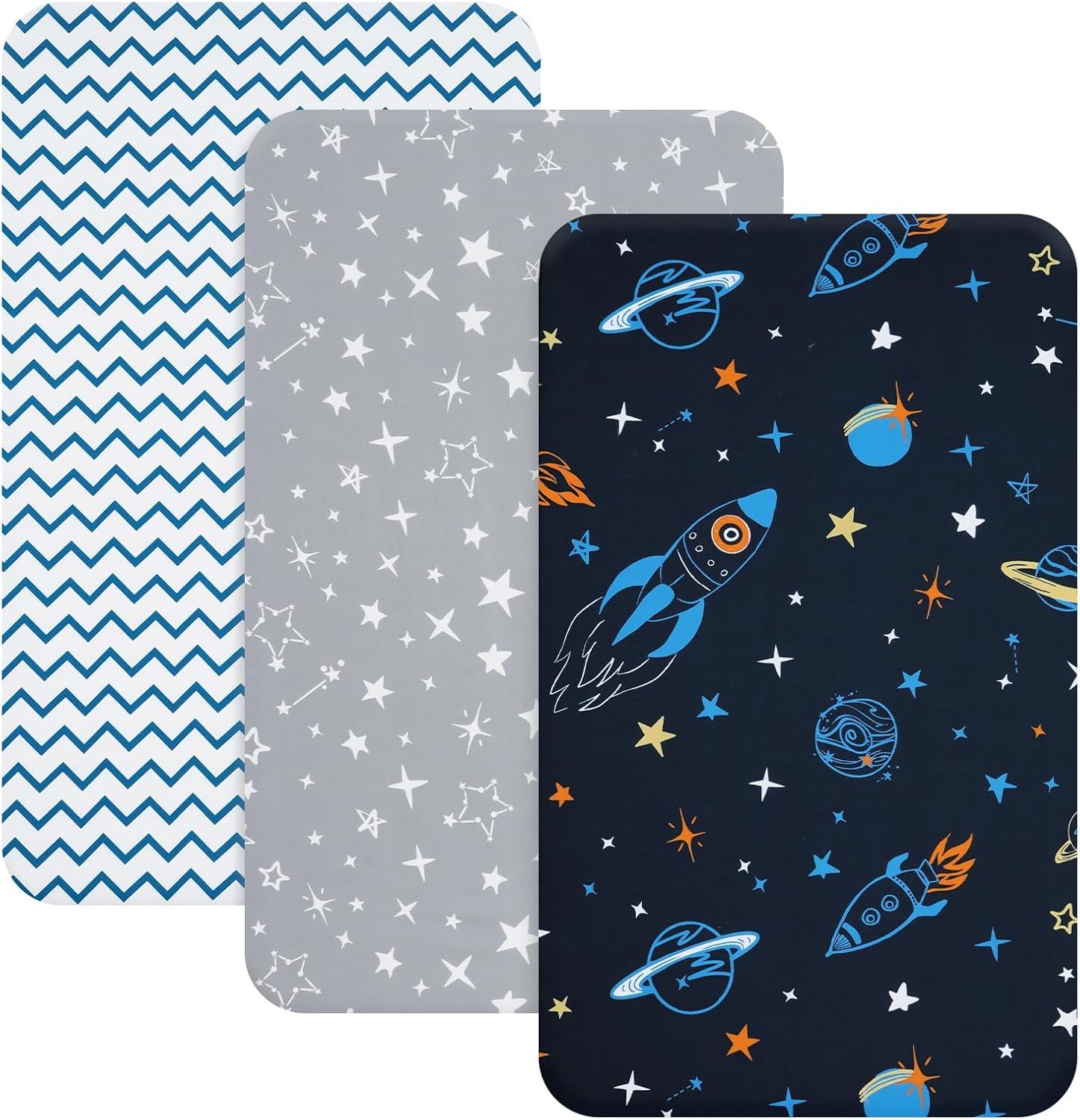 david’s kids Paquete de 3 sábanas para cuna mini, paquete premium N Play, sábanas neutrales para niños y niñas, suaves y transpirables, para