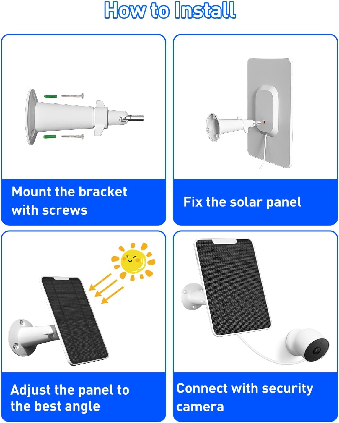 Cargador de panel solar de 5 W compatible con cámara Google Nest para exteriores e interiores (versión de batería), panel solar impermeable IP65