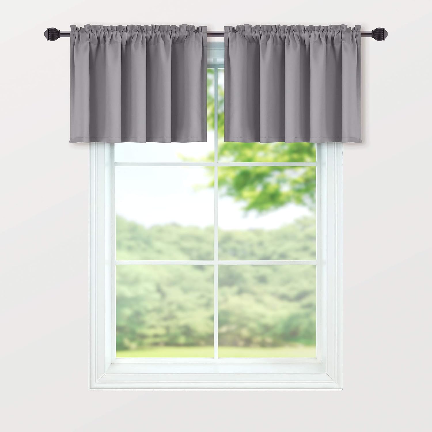 Mrs.Naturall Cortinas de cenefa gris para ventanas de 36 x 16 pulgadas de largo