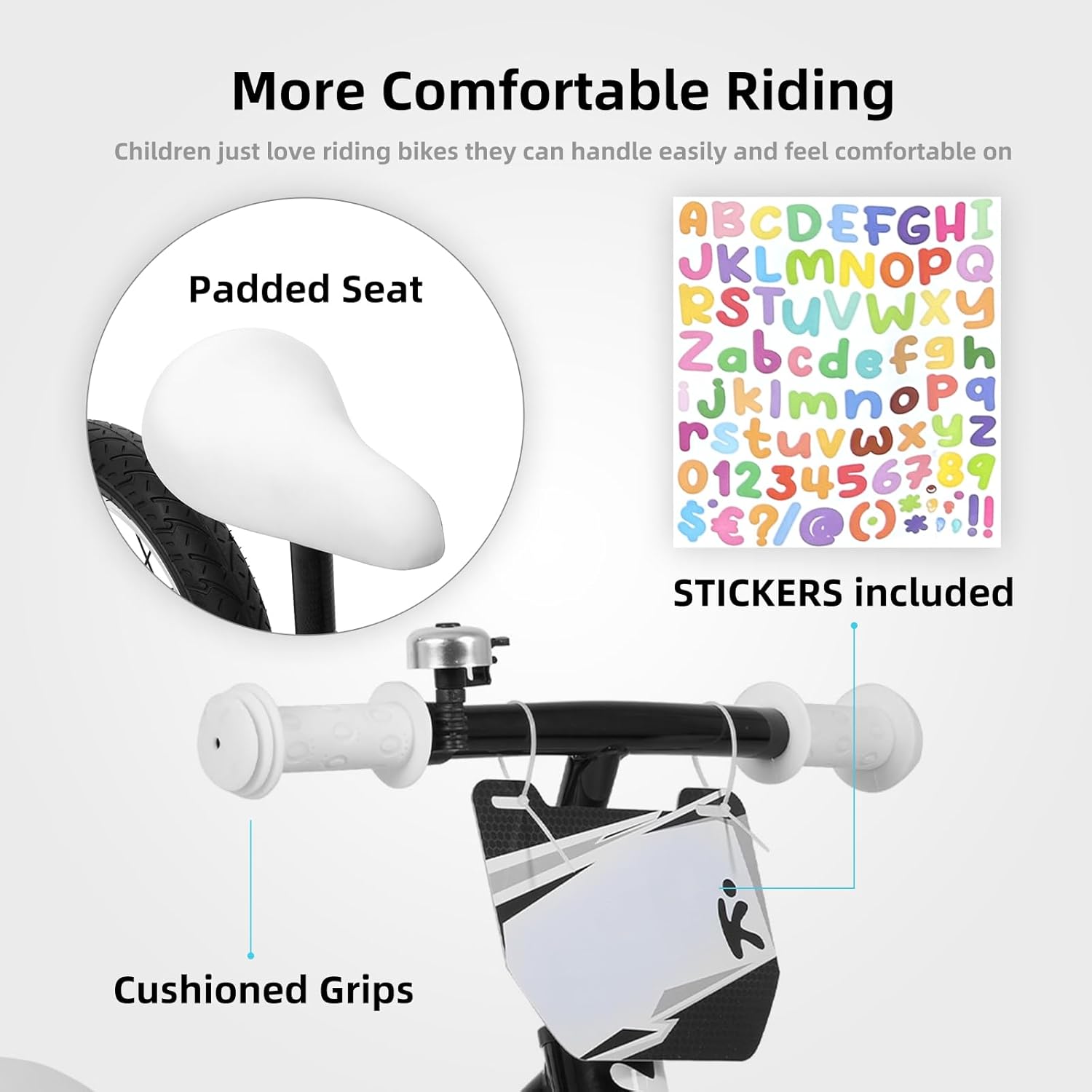 JOYSTAR Bicicleta de equilibrio de 12 pulgadas para niños y niñas de 18 meses, 2, 3, 4 y 5 años, bicicleta ligera para niños y niñas con manubrio y