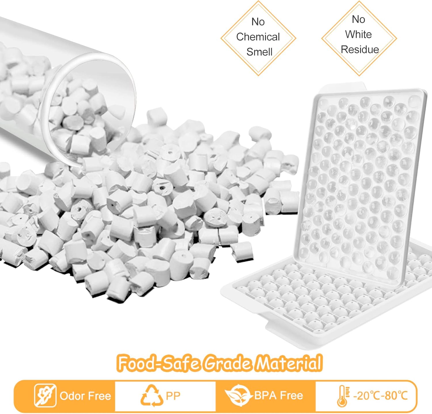 Mini bandejas para cubitos de hielo, apilables, pequeña máquina de hielo de 0.6 pulgadas para congelador de fácil liberación, molde de bolas de