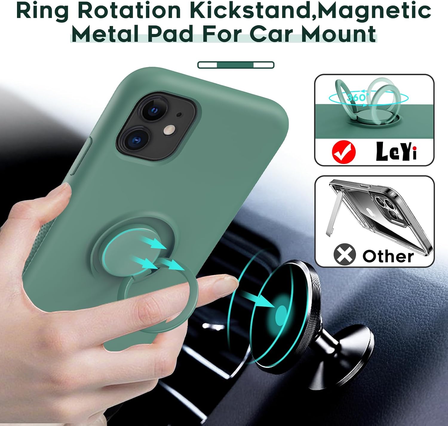 LeYi Funda para iPhone 11 con 2 protectores de pantalla de vidrio para mujeres, niñas y niños, funda de silicona líquida a prueba de golpes con