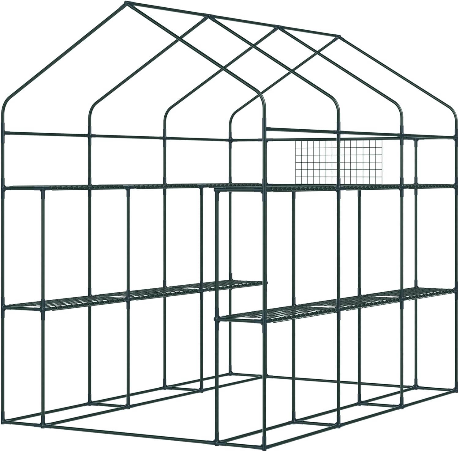 Outsunny Invernadero de 7 x 5 x 6 pies con puerta y ventanas de malla, 18 estantes con enrejado, etiquetas para plantas, protección UV para cultivar