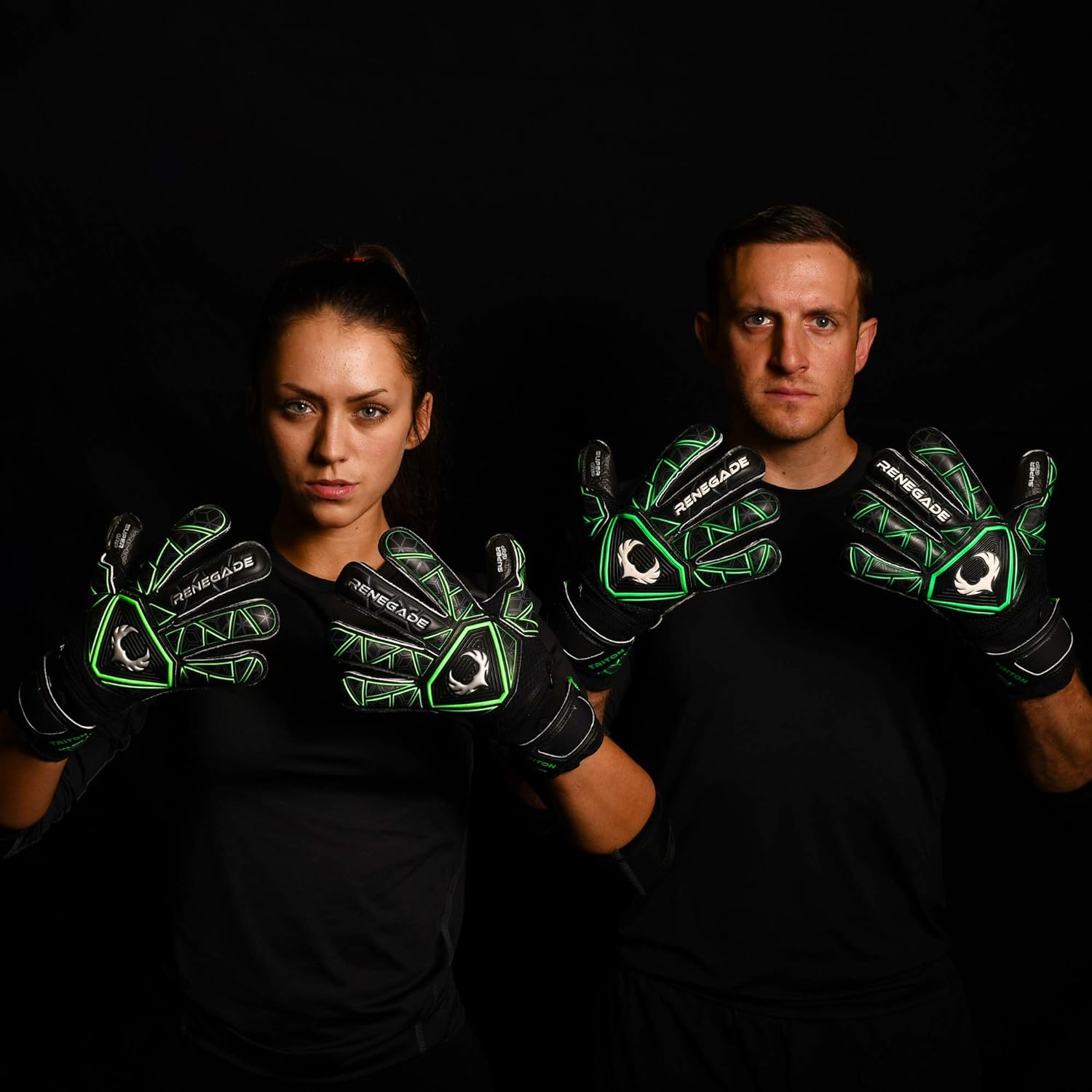 Renegade GK Guantes de portero Triton con protector contra microbios (tallas 5-11, 3 estilos, nivel 2) Pro-Tek Fingersave y duradero 3.5+3MM Super