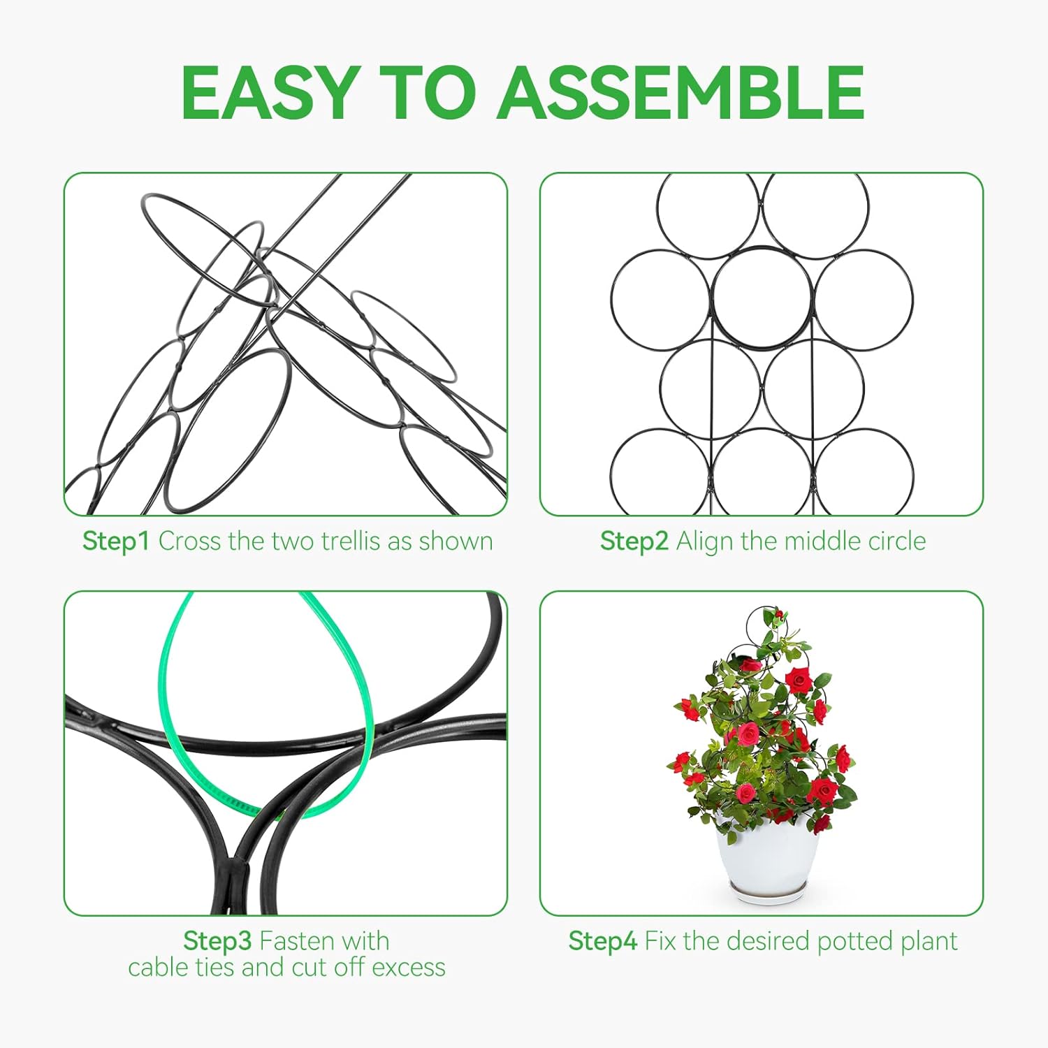 GROWNEER Paquete de 6 enrejados de jardín pequeños para plantas en maceta, enrejado de plantas de interior de 15.7 pulgadas, soporte apilable para