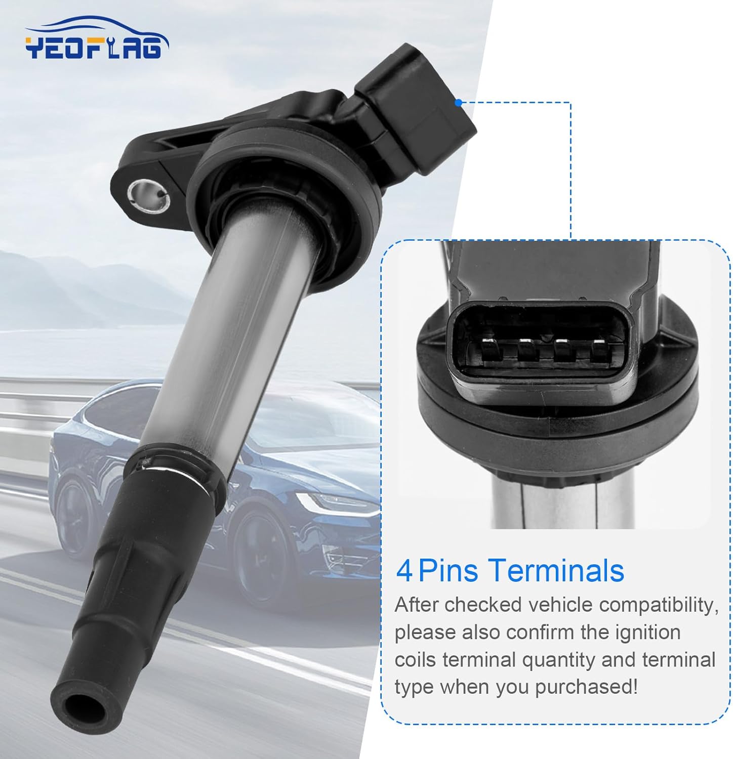 Paquete de 4 bobinas de encendido UF596 compatibles con Lexus CT200H Scion xD Toyota Corolla Matrix Prius Coil Reemplazo para C1714 UF619