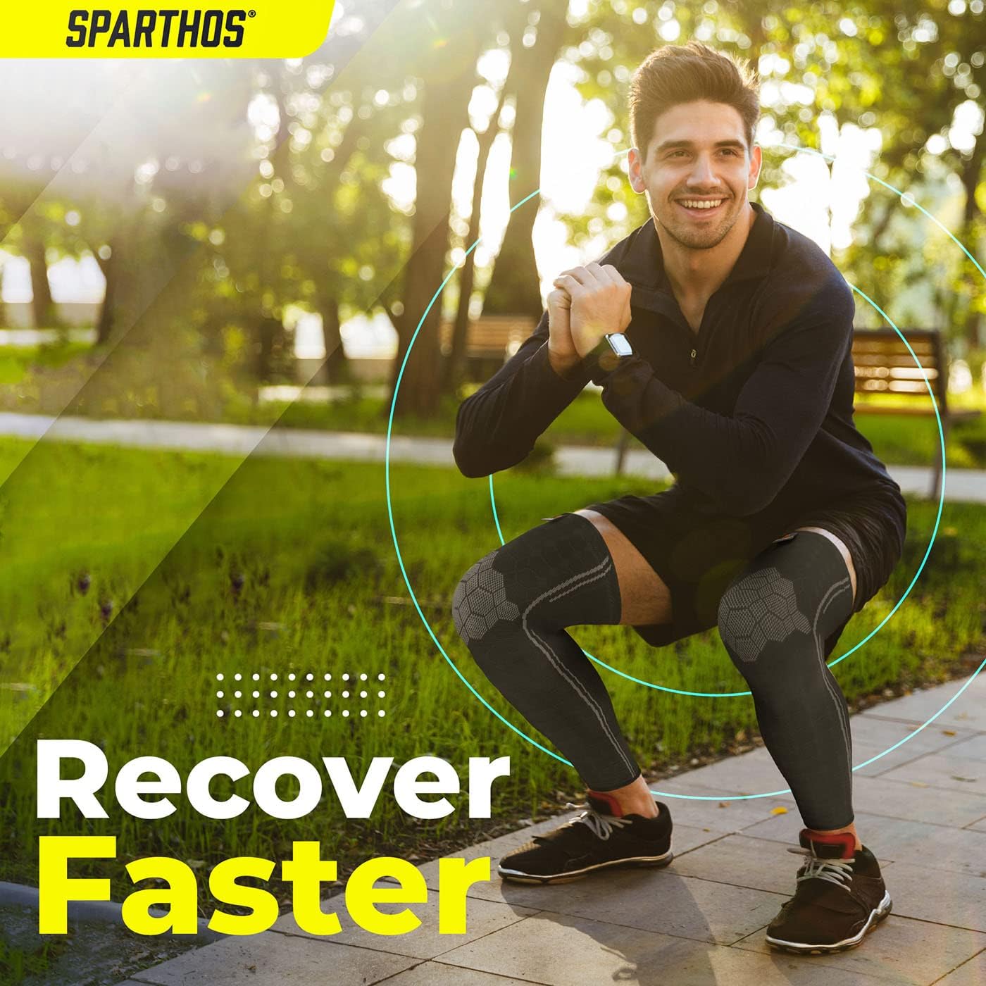 Sparthos Mangas de compresión para piernas, ayuda en la recuperación y apoya el estilo de vida activo, innovadora mezcla elástica transpirable,