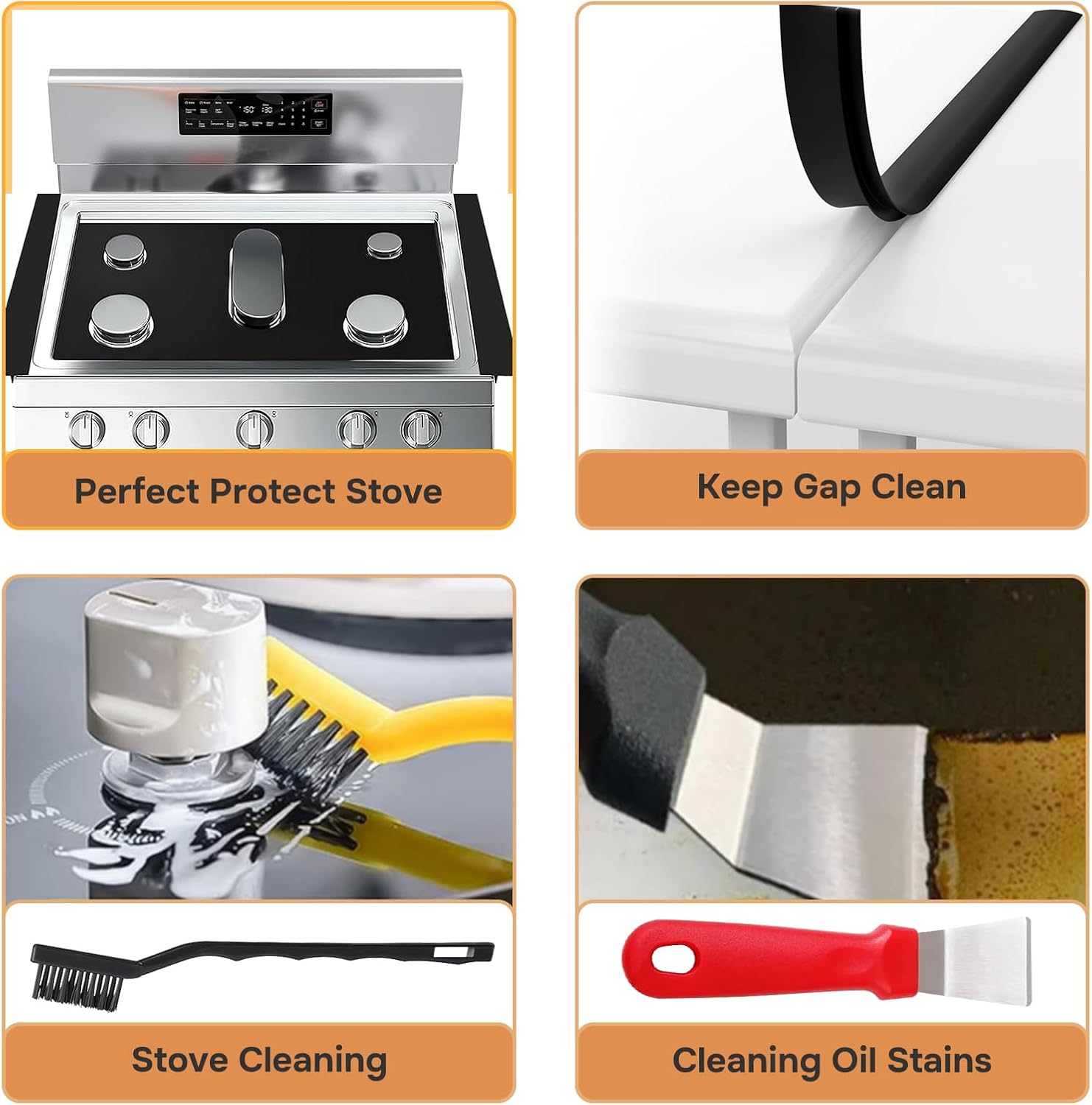 Protectores para estufas de gas, cubiertas protectoras superiores de 0.012 in, resistentes al calor, 3 protectores de alfombrilla de estufa con 2