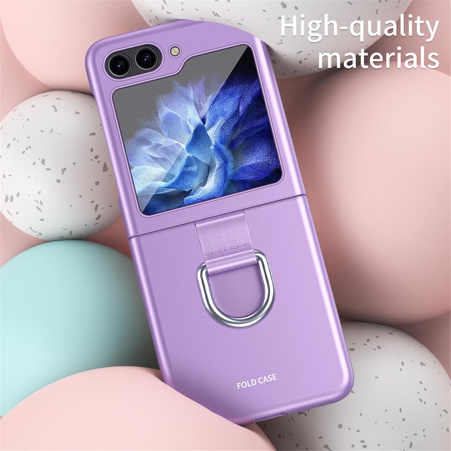 Funda compatible con Samsung Galaxy Z Flip 5 5G con anillo, a prueba de golpes, funda protectora para Samsung Galaxy Z Flip5 5G QHZH, color negro