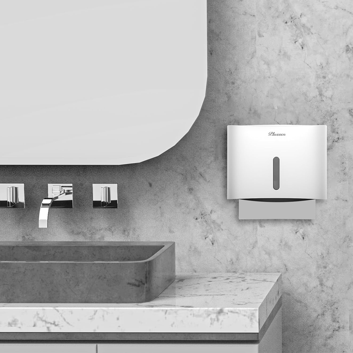 Dispensador de toallas de papel para montaje en pared, adhesivo sin perforación, multipliegue triple cfold comercial dispensador de toalla de mano,