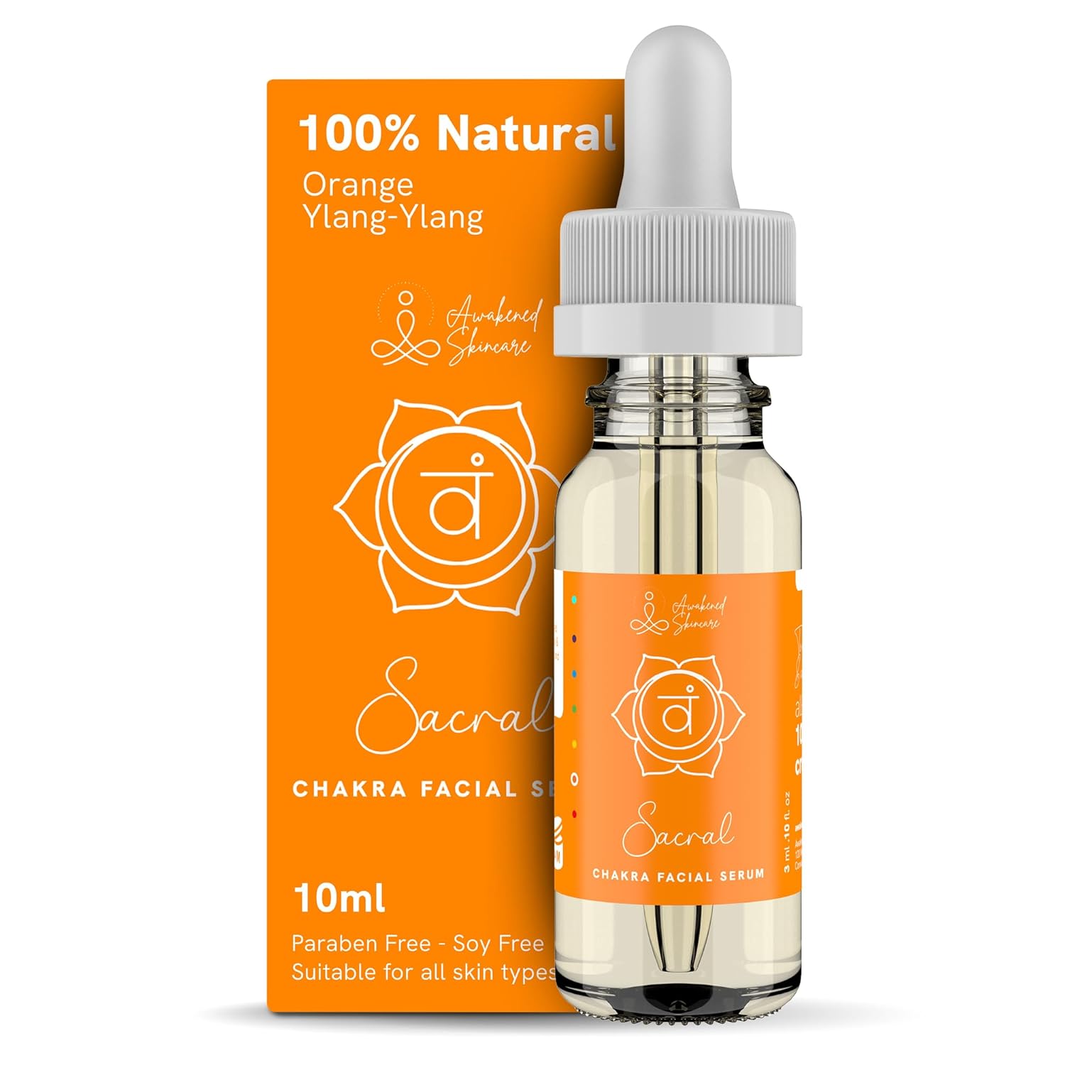 Sacral Chakra – Suero facial de mezcla de aceites esenciales, suero hidratante natural y orgánico para cara con girasol, argán, albaricoque, romero,