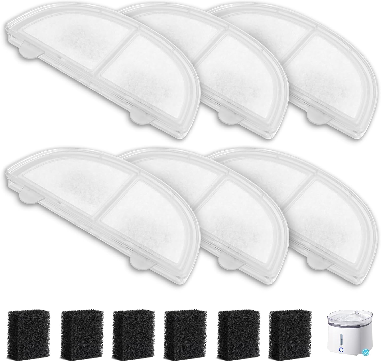 Paquete de 6 filtros de fuente de agua para gatos, filtros de repuesto para bombas inalámbricas WF20CF20, fuente de agua para gatos, dispensador de