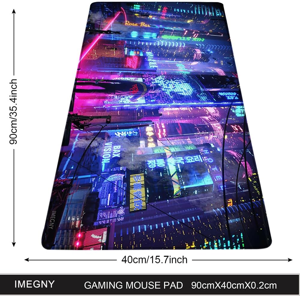Alfombrilla de mouse extendida para juegos, alfombrilla portátil para teclado y mouse con bordes cosidos + base de goma antideslizante (90 x 40
